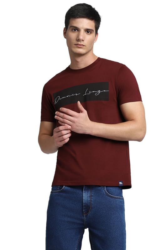 Image of Dennis Lingo Men's Cotton Graphic Print Crew Neck Regular Fit T-Shirts