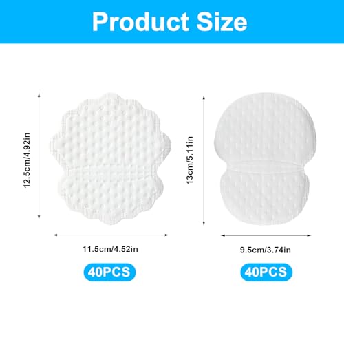 80 Pcs Armpit Sweat Pads, Underarm Sweat Pads for Women Men, Self Adhesive Absorbent Antiperspirant Armpit Guards Patches Blocker Dress Shields Invisible