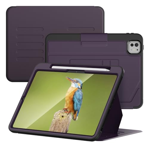 Image of ProElite Case Cover for iPad Pro 11 2024 M4 /M5 2024 /2025 Case, Smart Magnetic Shockproof Protective Case for Apple iPad Pro 11 M4 /M5 2024 /2025 5 Stable Stands with Pencil Holder, Dark Purple