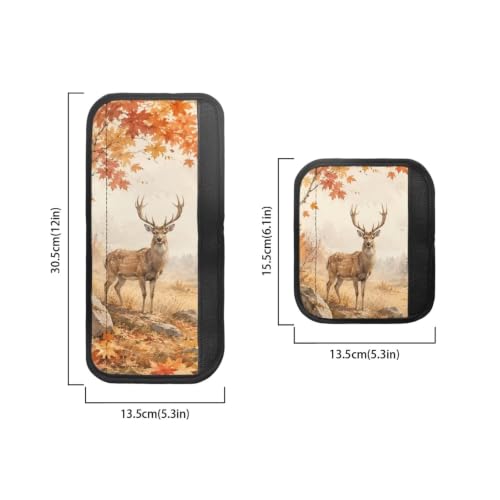 Image of Fridge Door Handle Covers Set of 6 Kitchen Appliance Decor Handles Glove Anti-Slip Protectors Washable Fabric Refrigerator Decor Accessories, Deer Fall Leaf
