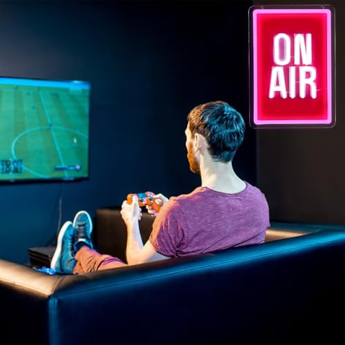 Image of ON AIR Neon Light Recording Neon Signs Wall Decor for Podcast Setup,Broadcasting Room,Radio Station,Home Studio, Gift Art for Friends,Podcaster 11.2 x 7.87 IN-USB Powered-Acrylic
