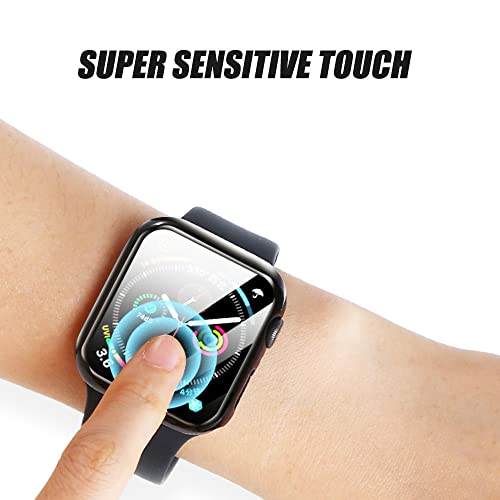 Image of Ailun for Apple Watch SE 2023 /Series 6 /5 /4 /SE Screen Protector[40mm], Ultra-Thin Hard PC Case Built in Tempered Glass for iWatch, Shockproof Cover with Button [2 Pack][Black+Clear]