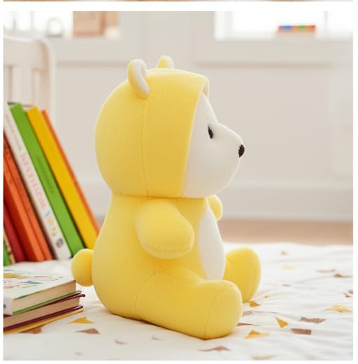 Image of Storescent Hooded Teddy Bear Plush Toy | Soft & Cute Stuffed Animal Toy for Hugging for Kids & Loved Ones - Yellow 45cm