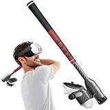 VR Golf Club Attachment Compatible with Meta/Oculus Quest 3/3S, Premium Carbon Fiber Grip, 100% Tracking and Golf Club Weighted Design, Golf Gifts for Men - Right Controller(Red)