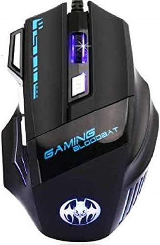 MFTEK USB Gaming Blood bat Mouse 7 LED Colors 7 Button Wired Optical Gaming Mouse DPI (Black) 1000-5500