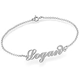 Lam Hub Fong Pulseras Personalizadas con Nombre Plata de Ley Mujer 925 Dia de los Enamorados para Mujer (Plata)