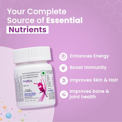 Geofit Multivitamin Tablets for Women with Biotin, Multiminerals and Ginseng Extract | Vitamin C, E & A | Health Supplement for Women | for Energy, Metabolism & Immunity- 30... - Image 3