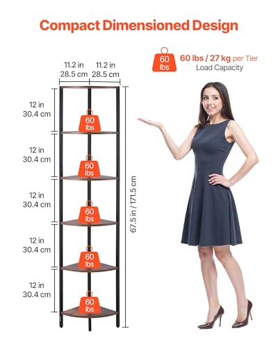 Image of VEVOR 6 Tier Corner Shelf with LED Light, 68 inch Tall Corner Bookshelf with Storage Shelves for Collectibles, Display Shelf with Multi-Color Lights Controlled Via RC /APP for Bedroom, Living Room, Office