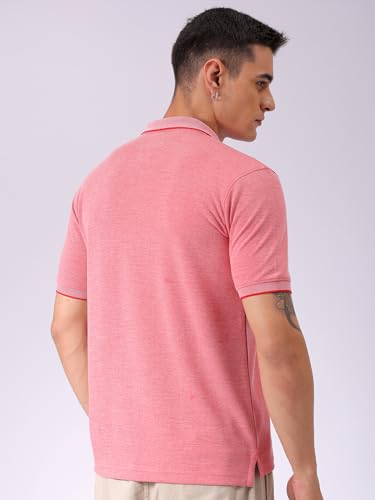 Image of The Indian Garage Co Men Regular Fit Textured Polo Neck Half Sleeves Tshirt