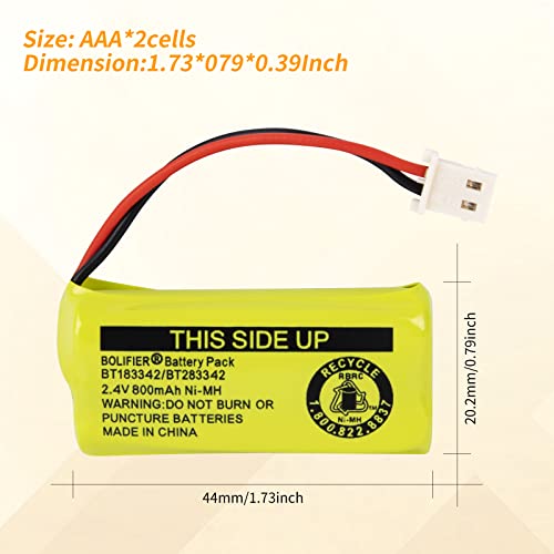 Bolifier Bt183342/Bt283342 2.4V 800Mah Ni-Mh Battery Pack, Compatible With At&T Vtech Cordless Phone Batteries Bt166342/Bt266342 Bt162342/Bt262342 (Bt183342-4) #TOP3