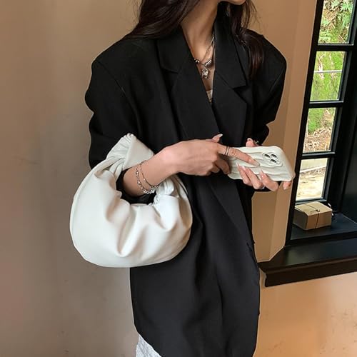Bolso de mano de cuero arrugado en forma de nube para mujer miniatura 2
