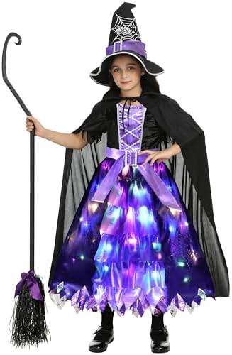 Doxrmuru Halloween Girls Witch Costume Light up Fairytale Witch C...