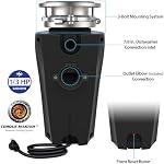 Eco Logic 10-US-EL-4-3B 1/3 Évacuation des ordures à cheval avec protection anti-effraction amovible, cordon d'alimentation fixé et standard 3-Bolt Système de montage, alimentation continue, noir