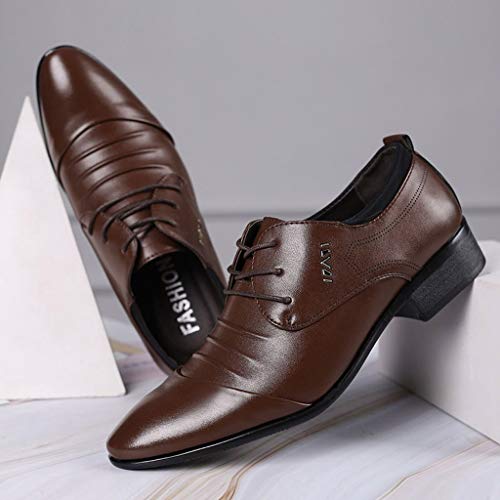Shoes Suit Shoe Casual Shoes Male Wedding Lace Leather Men Comfortable Business Men's Leather Shoes Fashion Shoes (Brown, 46)2