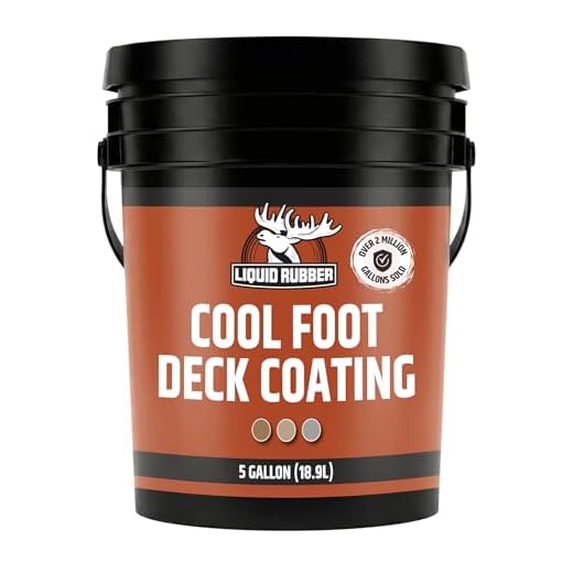 Liquid Rubber Cool Foot Deck Coating - Solar Protection Deck Paint, Non-Toxic Multi-Surface Decking Sealant, Easy to Apply, Neutral Beige, 5 Gallon