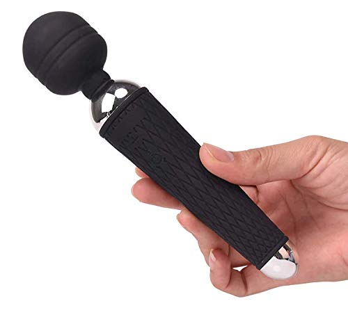 Vibrador Massageador Recarregável com 10 Modos de Vibração 20 x 4 cm Preto - Magic Wand REF:MM1015
