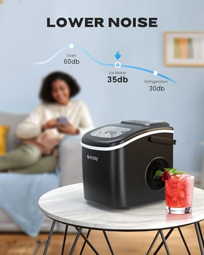 Image of ecozy Ice Makers Countertop, 9 Ice Cubes Ready in 6 Mins, Portable Ice Machine with Carry Handle, 26lbs /24Hrs, Auto-Cleaning Ice Maker with Basket and Scoop, for Home /Kitchen /Camping /RV