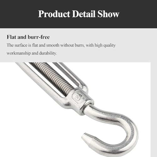 PHasz 5 Pcs Stainless Steel Turnbuckle Eye to Eye Wire Rope Tensioner M4-M6 Suitable for DIY String Light Picture Hanging Wire,M6 miniatura 3