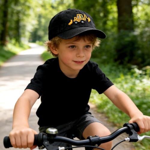 Bagger Basecap Kinder, Baseballkappe Verstellbar Sport Kappe Baseball Cap Bestickte Schirmmütze Cartoon Sonnenhut Baseballmütze Sonnenmütze Sommer Accessoires für Jungen und Mädchen(Schwarz)