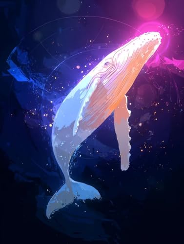 数字油絵キット 鯨 数字で塗り絵 海 完全手書き 絵画 Paint by Numbers DIY 塗り絵 大人用 初心者向け 子供の 手塗り ペイントバイナンバー アクリル レトロ クリエイティブアート ハンドメイドクラフト 玄関リビングと寝室の飾りに最高