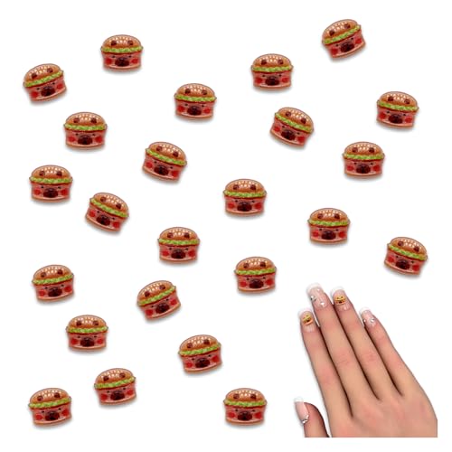 ファイニエ ネイルパーツ クマ ハンバーガー 動物 7mm ブラウン 混色 アニマル 50個 食べ物 樹脂製 ミニ カボション レジン デコパーツ BD4006
