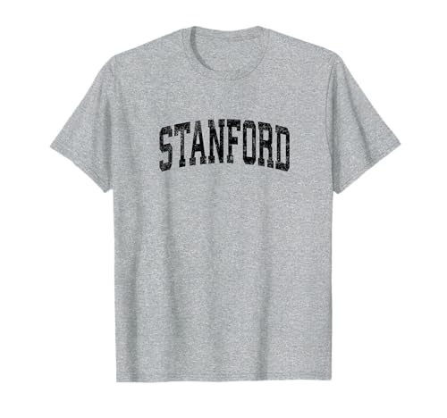 Stanford Califórnia CA - Desportos atléticos vintage design preto t-shirt, cinza