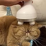 Upxiang Appareil de Massage pour Chats, Masseur d'animal familier Massage pour Chat,Batterie Rechargeable, 4 têtes avec 76 nœuds