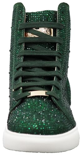 Image of Enzo Romeo Men's Fashion High Top Crystal Shimmer Rhinestone Blink Flat Sneakers Shoes