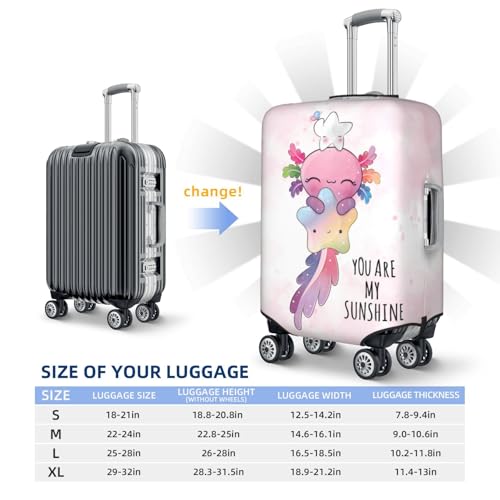 Kawaii Axolotl Star Hug Travel Luggage Covers - Elasticity Suitcase Covers Protector for Luggage 18-32 Inch2