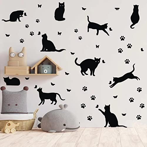 Calcomanías de gato para pared que ocultan imperfecciones en dormitorios infantiles 4