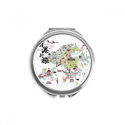 Miroir maquillage Hong Kong rond compact et accessoire beauté voyage