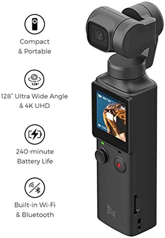 FIMI Palm 3 Axis Gimbal Stabilizer with 4K Smart Camera, 128° Ultra Wide Angle Lens, Wi-Fi & Bluetooth Connection, Built-in MIC and External MIC Supported, W Backpack Clip Extension Holder