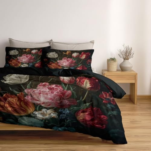 Parure de lit noire tulipe chic en microfibre haut de gamme 90x190 - 3