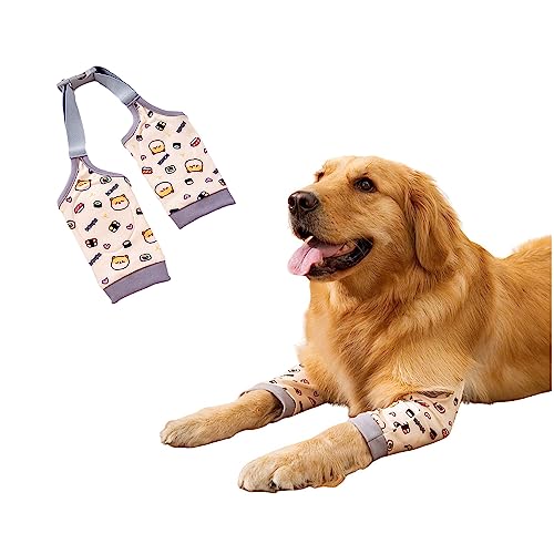 MeiAOBest Dog Front Leg Joint Protector Sleeve,Elbow Sleeves with Mesh Pad for Medium Large Dogs Prevent Licking Wound_2XL(Yellow)
