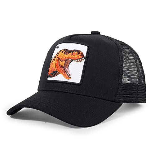 Qlauca Trucker Hat Men Dinosaur Snapback Hats Adjustable Embroidered Baseball Cap Mesh Breathable Square Patch Women Caps