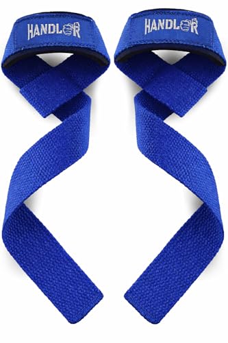 Image of Handler 23-Inch Weight Lifting Straps for Gym Workout - Wrist Support Wraps for Deadlifts, Calisthenics, Boxing & Strength Training - Non-Slip Grip, Neoprene Padded Gym Accessories for Men & Women (Blue, 23 Inches)