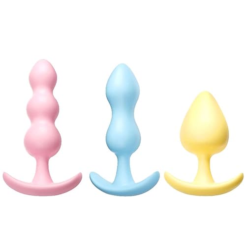 Silicone Anal Plug, 3-Piece Anal Toy Adult Sex Toys, Men's and Women's Training Packages Suitable for Beginners and Advanced Players, Waterproof Silicone Anal Plug Training Set
