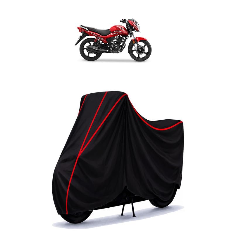 Image of TVS Victor Edition Water Resistant Bike Cover for All Motorcycles & Rain | Heavy Duty Taffeta Fabric | UV Protection, Dustproof, Scratchproof | All Weather Two Wheeler Body Cover with Elastic Bottom