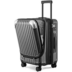 Marcas Maletas Rigidas LEVEL8 Maleta Cabina Ampliable ABS+PC Equipaje de Mano Trolley Rígido Ligero Maletas de Viaje con 4 Ruedas Dobles Giratorias 360º y Candado TSA, 55x37x25CM, 42L, Gris