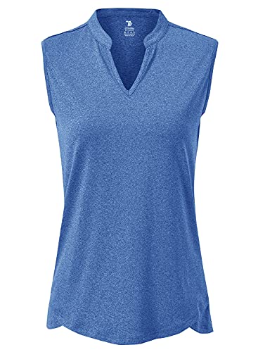 Image of BGOWATU Women's Golf Polo T-Shirts Sleeveless V Neck Collarless Tennis Shirts UV Protection Quick Dry Lightweight