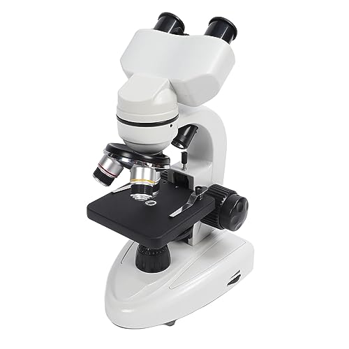 Image of Professional Compound Microscope 40X 5000X Magnification Metal Body with LED Lighting System Two Layer Mechanical Stage Fine Focus for Laboratory Inspection