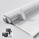 Grandekor No-Drill No Tools Motorized Blinds with Remote | 46x48 White Electric Blackout Smart Roller Shade/APP/Voice Control-for Home Office, Living Room