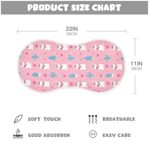 xigua Cute Llamas Muslin Baby Burp Cloths Set of 2, Super Soft & Absorbent Burping Rags, Cotton Burp Clothes Shower Gift for Newborn, Baby Girls and Boys4