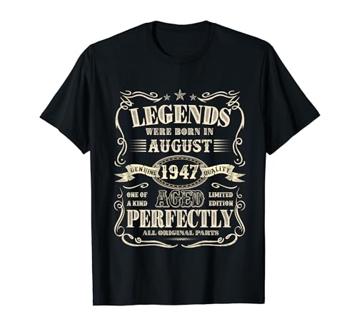 Agosto de 1947 Vintage 77 Regalos de cumpleaños para hombres de 77 años Camiseta