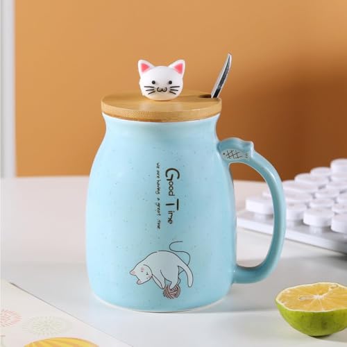 Image of Coffee Mug, Gift for Woman, Birthday Present for Girlfriend, Present for Wife Birthday, Mugs for Present, Holi Gifts, Panda Mug with Lid & Spoon (Sky Good Time)