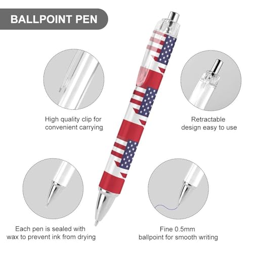 Stylos à bille rétractables originaux 0,5 mm motif drapeaux pour cadeau
