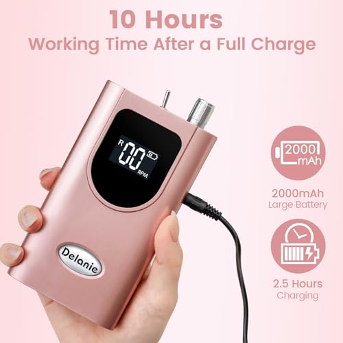 Torno eléctrico portátil para uñas, 35000 RPM, recargable miniatura 5