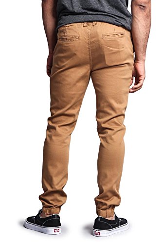 G-Style USA Mens Slant-Pocket Skinny Joggers - Wheat - Small - JJ1F3