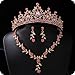 Kamirola Tiaras and Crowns for Women,Tiaras Earrings Necklace, Crystal Bridal Jewelry Set, Costume Party Halloween Prom Pageant Jewelry for Women(TR45) (Gold Pink)