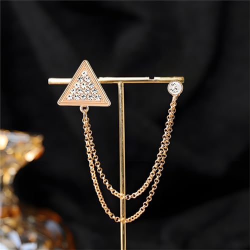 Image of 2PCS Crystal Hanging Chain Brooch Suit Pin for Men Women Vintage Crown Cross Star Diamond Broochs Gold and Silver Wedding Brooch for Clothes Dress Hats Bags Accessory